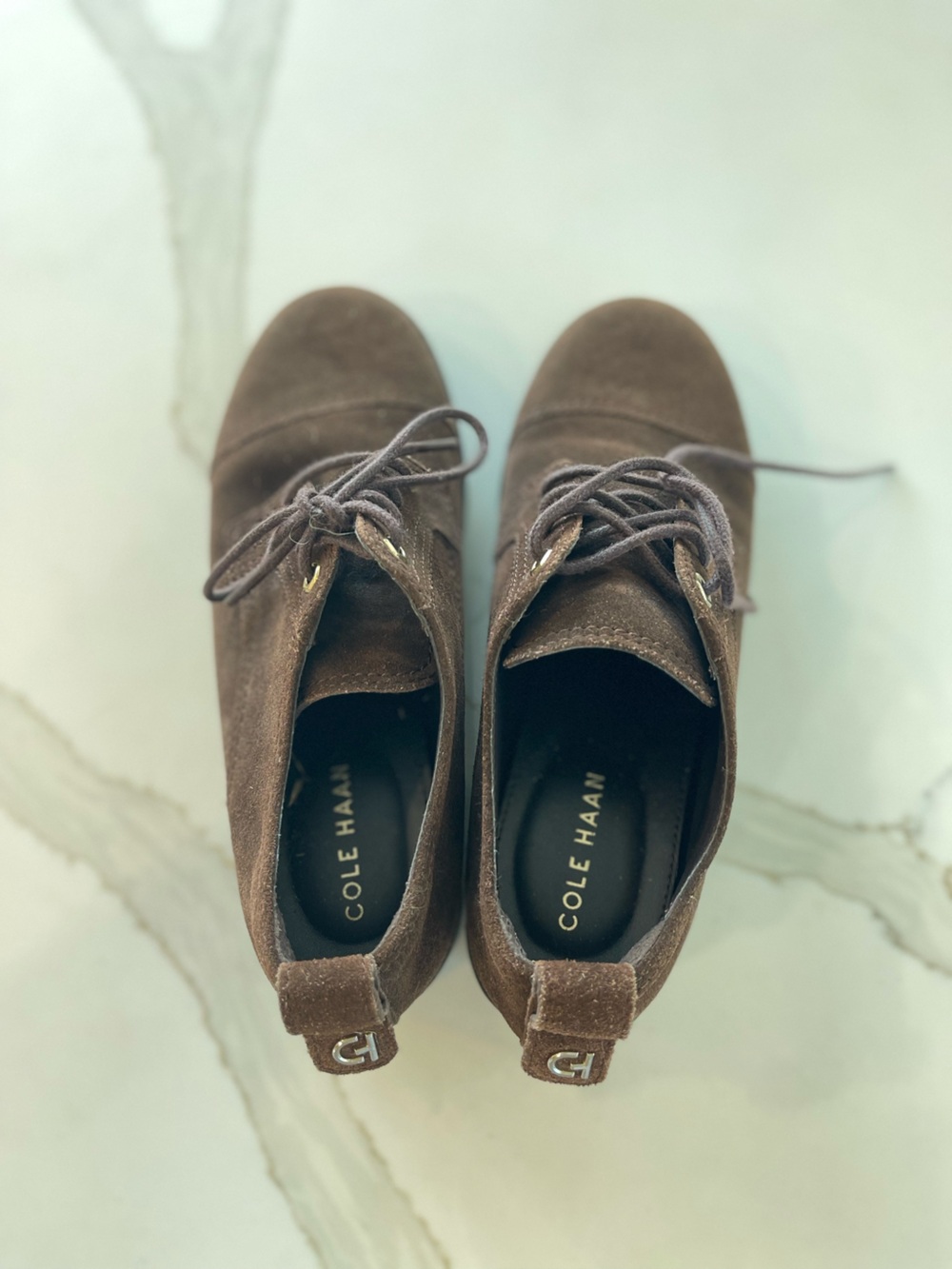 Cole Haan Dark Brown Suede Lace-Up Booties